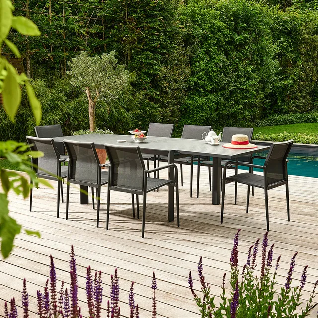 Berah Getah LAGON salon de jardin alu gris 6/10 pers.