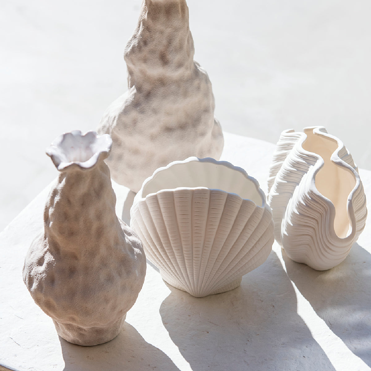 Andrea House Santorini vase céramique blanc