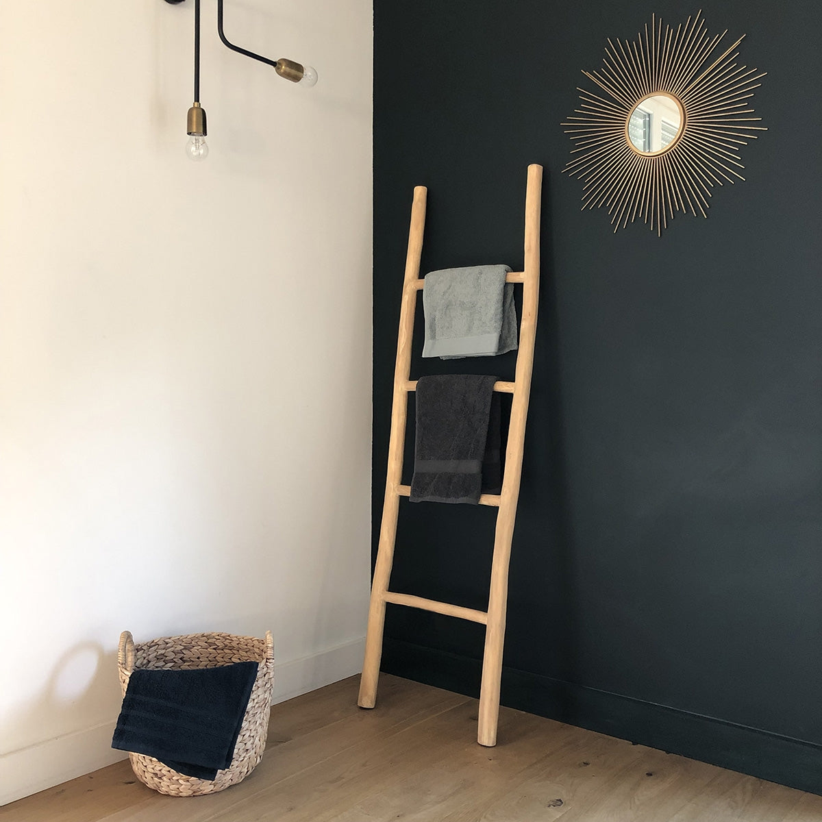 Berah Getah Clara échelle porte-serviettes teck 150 cm 4 niveaux
