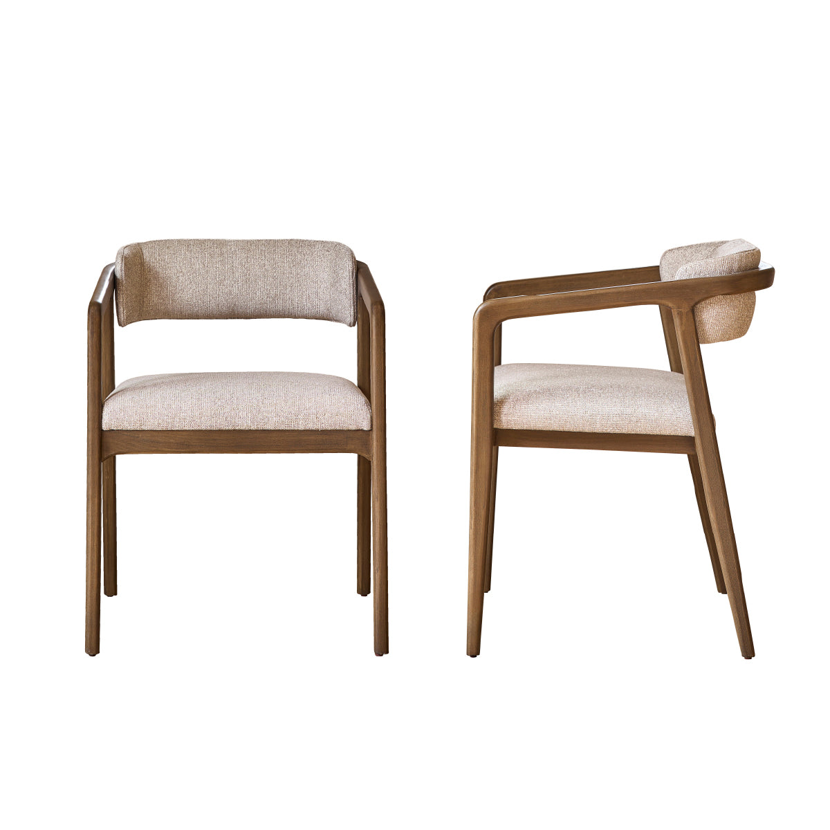 Berah Getah Éloi lot 2 chaises tissu beige hêtre massif