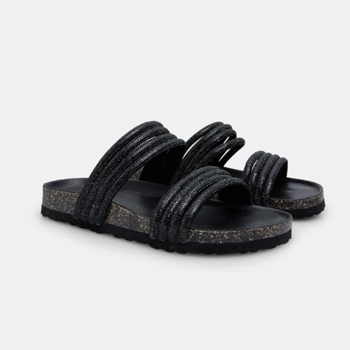 Bata Sandales Mules femme double bande plates