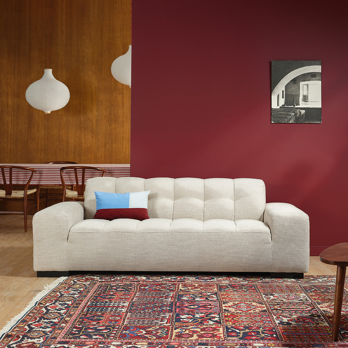 Berah Getah Alphonse canapé 3 places beige chiné 217 cm