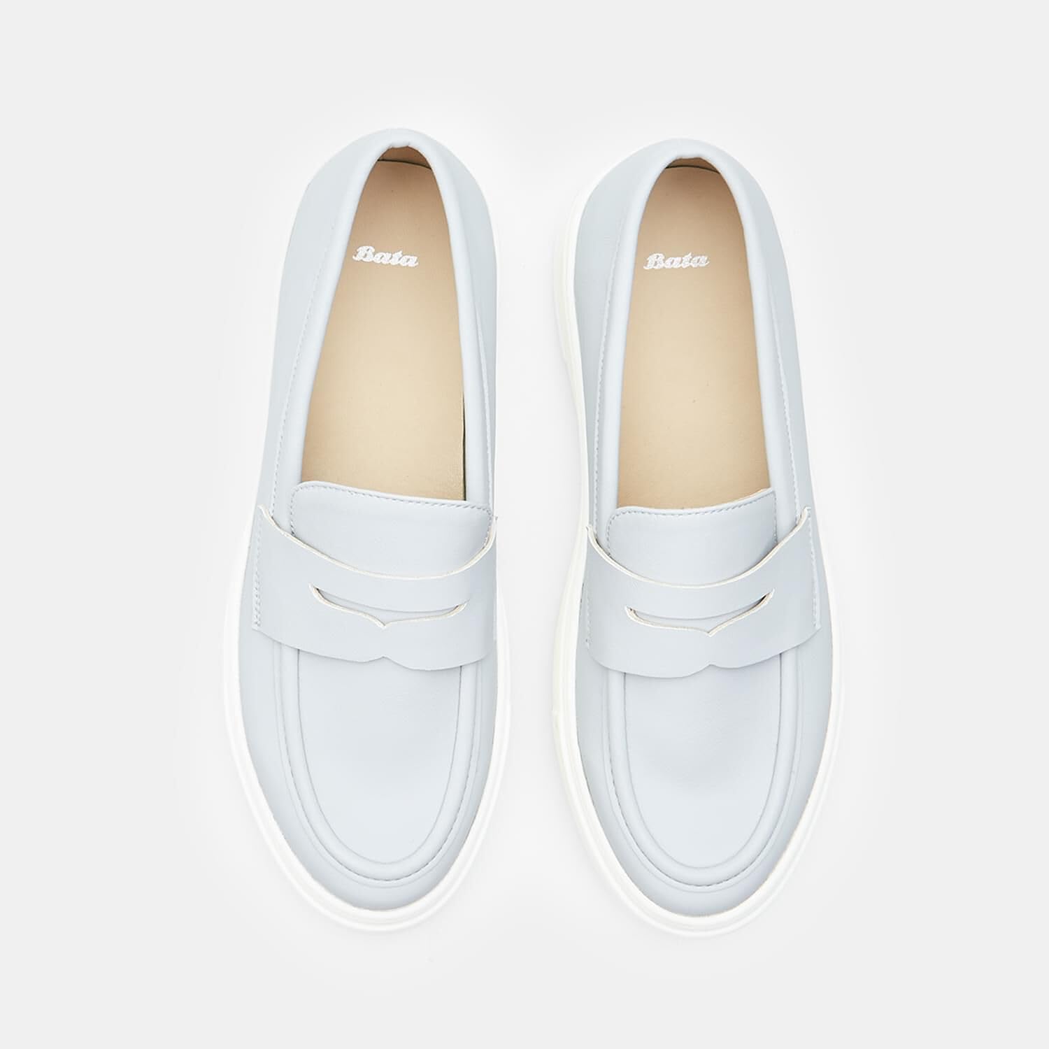 Bata Mocassins femme cuir bleus nude confortables