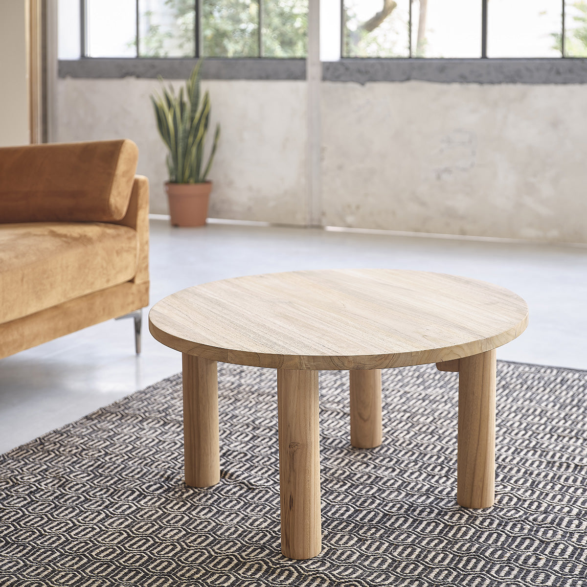 Berah Getah Aldo table basse teck massif Ø 80 cm ronde