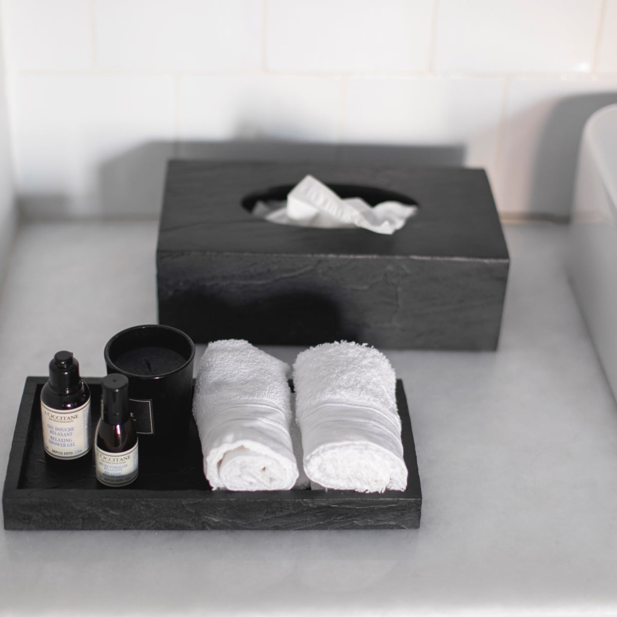 Andrea House Baño boîte mouchoirs ardoise noire