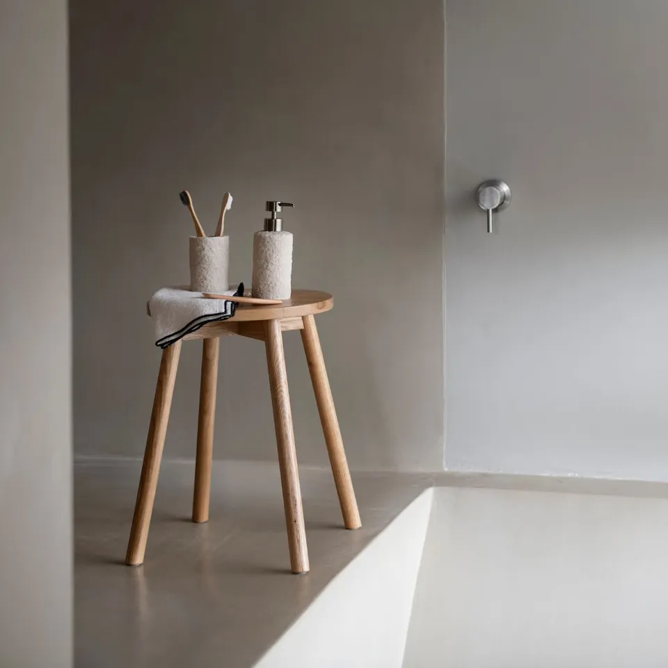 Andrea House Mueble tabouret bois de chêne salle de bain