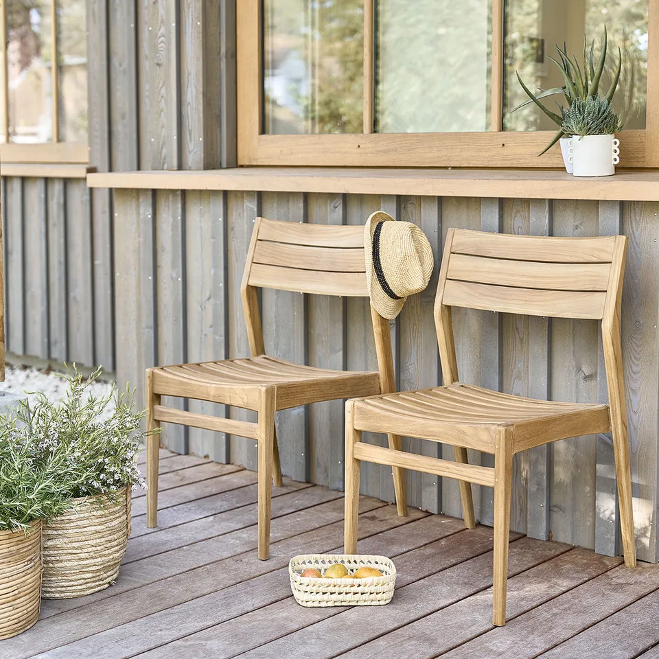 Berah Getah April chaise de jardin teck lot de 2