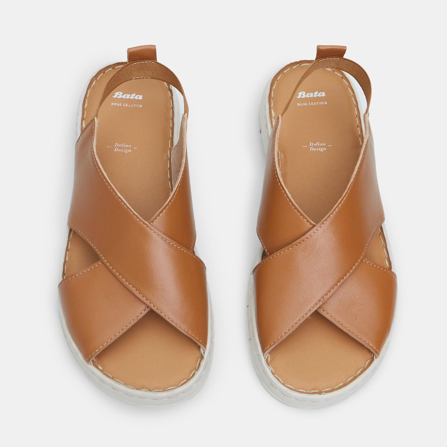 Bata Sandale Cuir Femme Bandes Croisées 35 EU