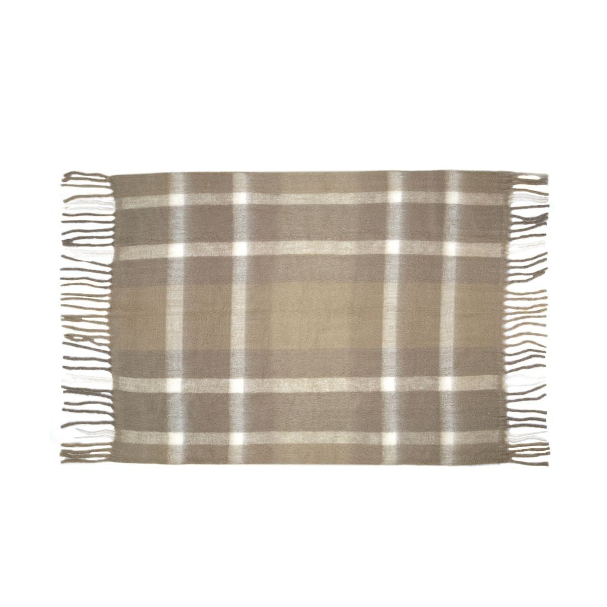 Andrea House plaid à carreaux beige en laine canapé