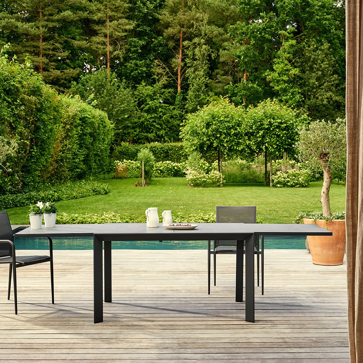 Berah Getah LAGON table jardin extensible gris 135-270 cm