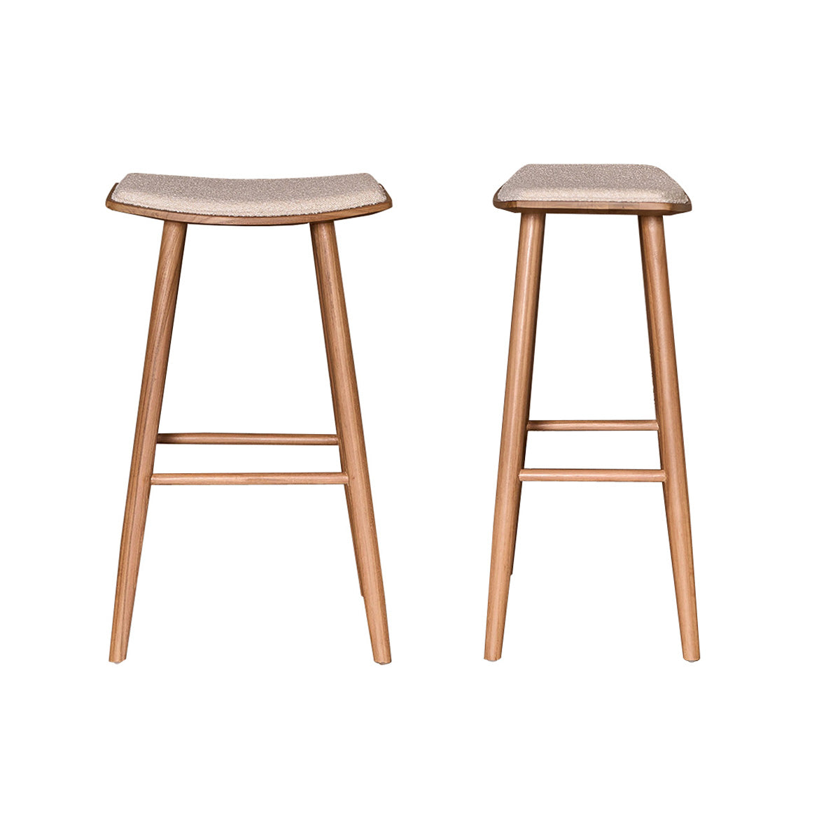 Berah Getah Ambre lot 2 tabourets bar teck bouclette 75 cm