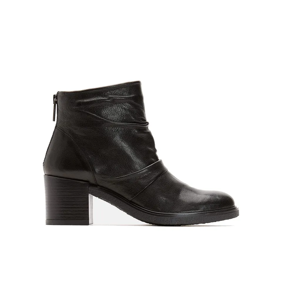 Bata Bottines Cuir à Talon Large Femme Confort