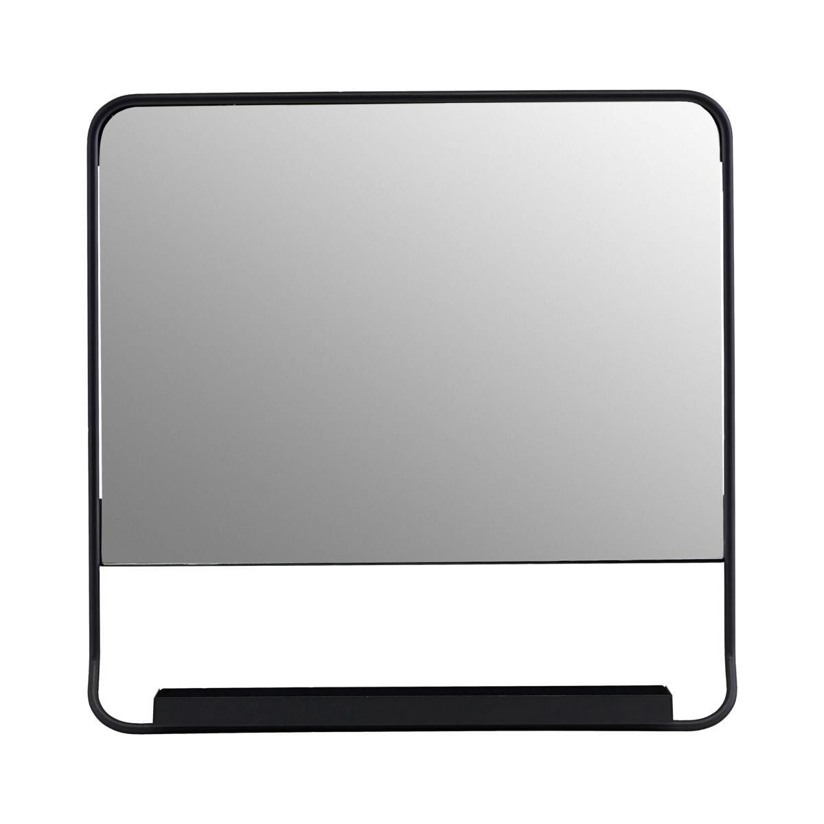 Berah Getah miroir carré noir mat avec étagère