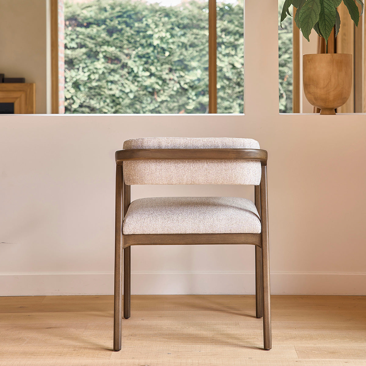 Berah Getah Éloi chaise bois hêtre tissu beige chiné