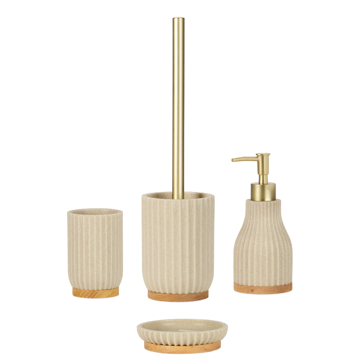 Andrea House Bain porte-brosse dents bois résine beige