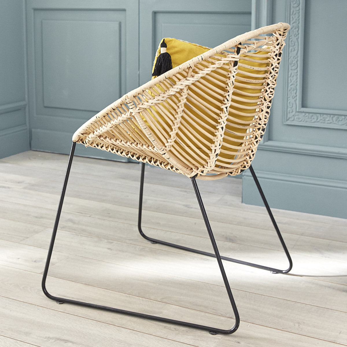 Berah Getah BOHEMA Lot 2 chaises rotin métal