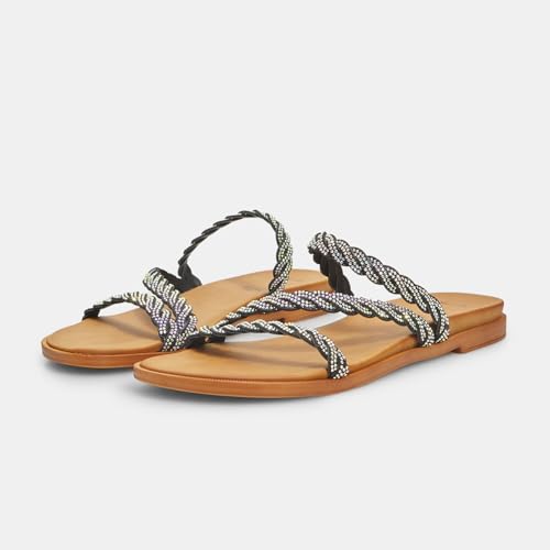 Bata Sandales Mules plates femme bijoux tressées