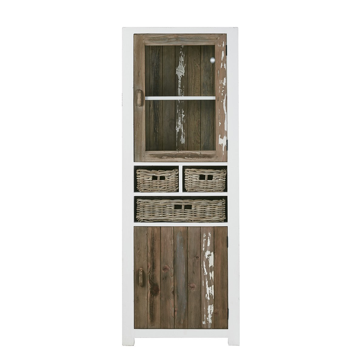 Berah Getah Atlantic vaisselier bois recyclé 70 cm rotin