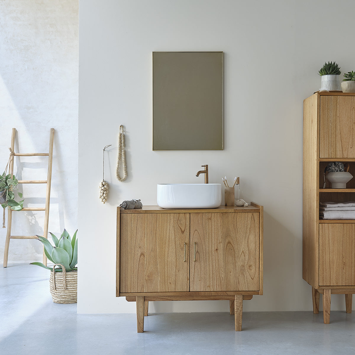 Berah Getah Fifties meuble sous vasque mindi 90 cm 2 portes