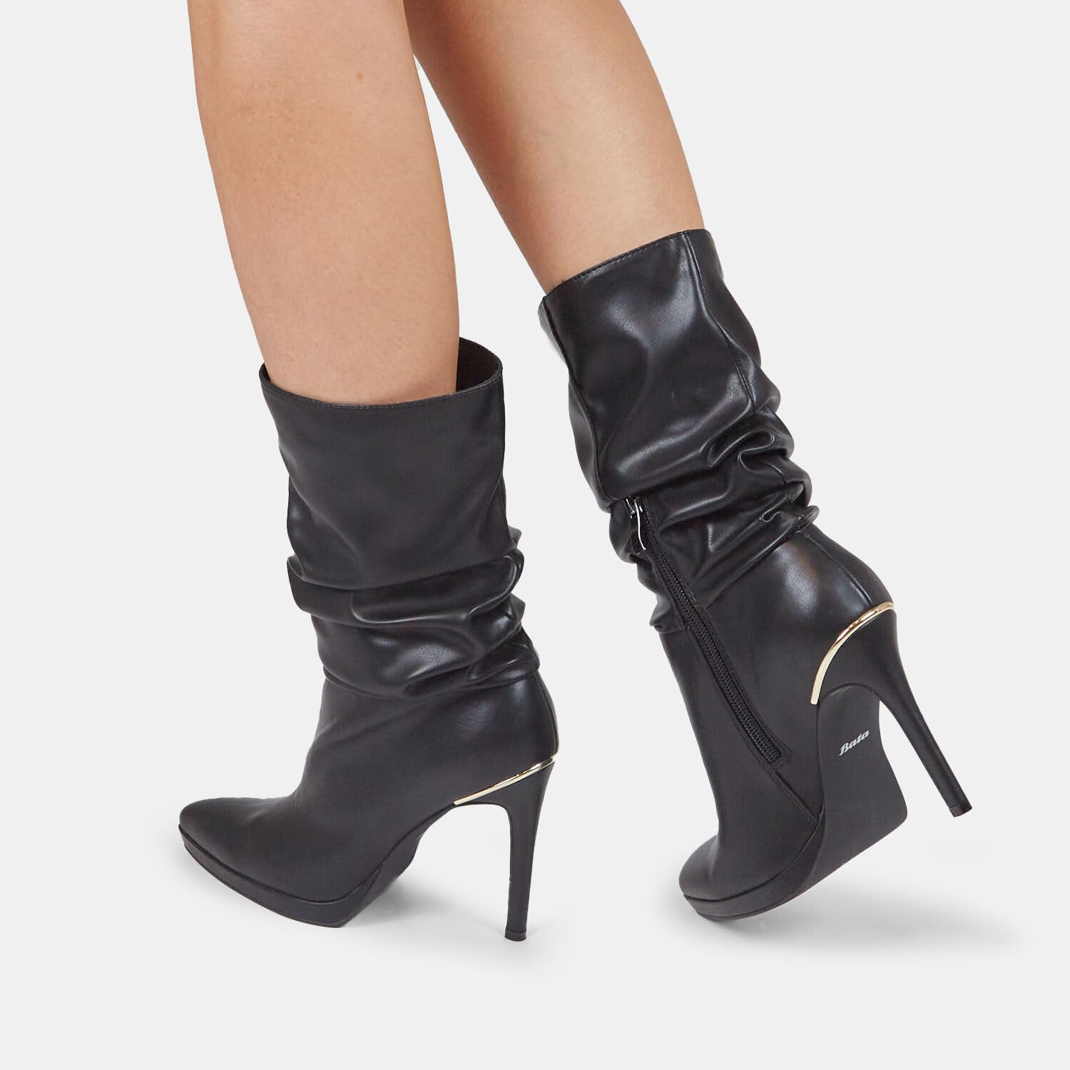 Bata Bottes femme bouclées talon aiguille soirée