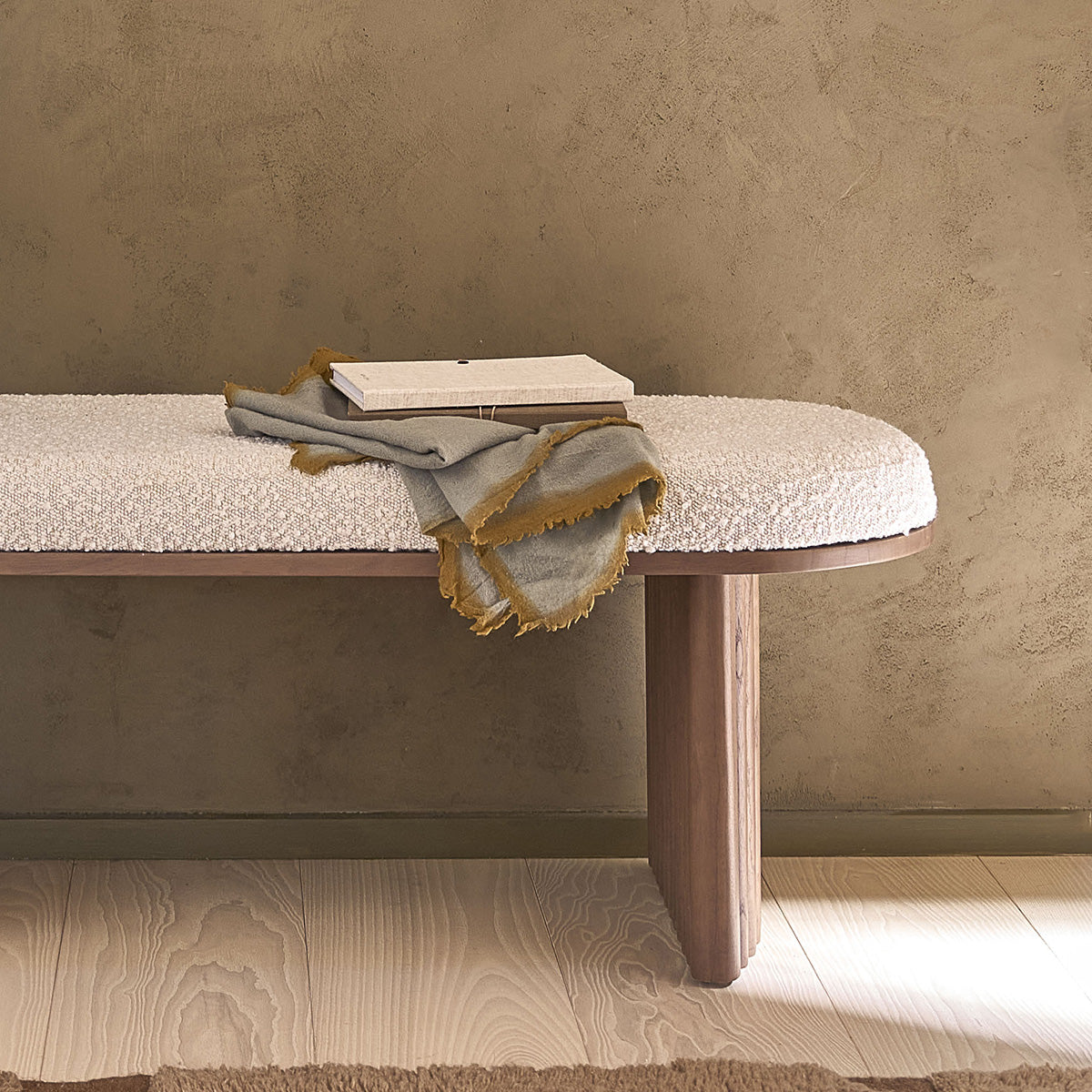 Berah Getah Marlow banc mindi bouclette 120 cm noyer