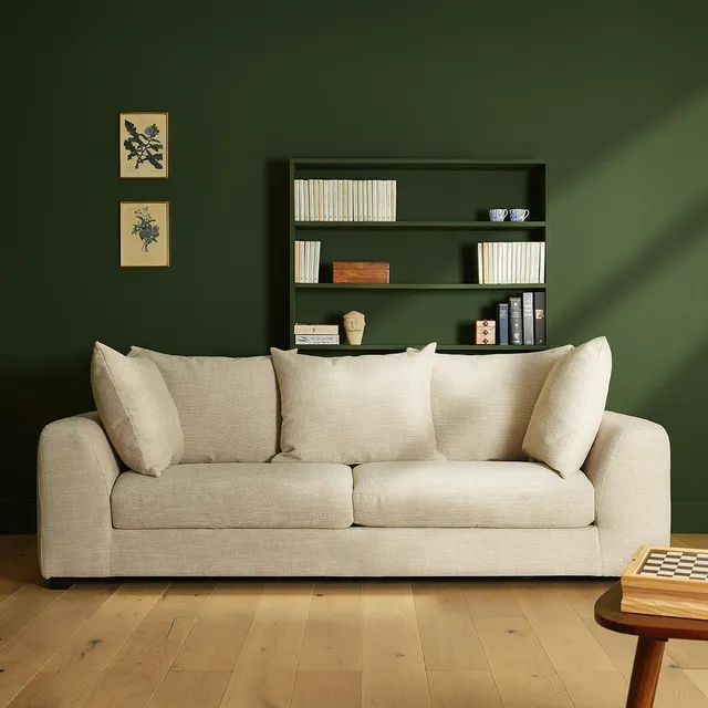 Berah Getah Edmond canapé droit 4 places beige chiné tissu