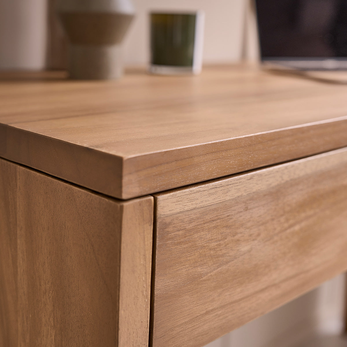 Berah Getah Tristan bureau teck massif 130 cm 2 tiroirs
