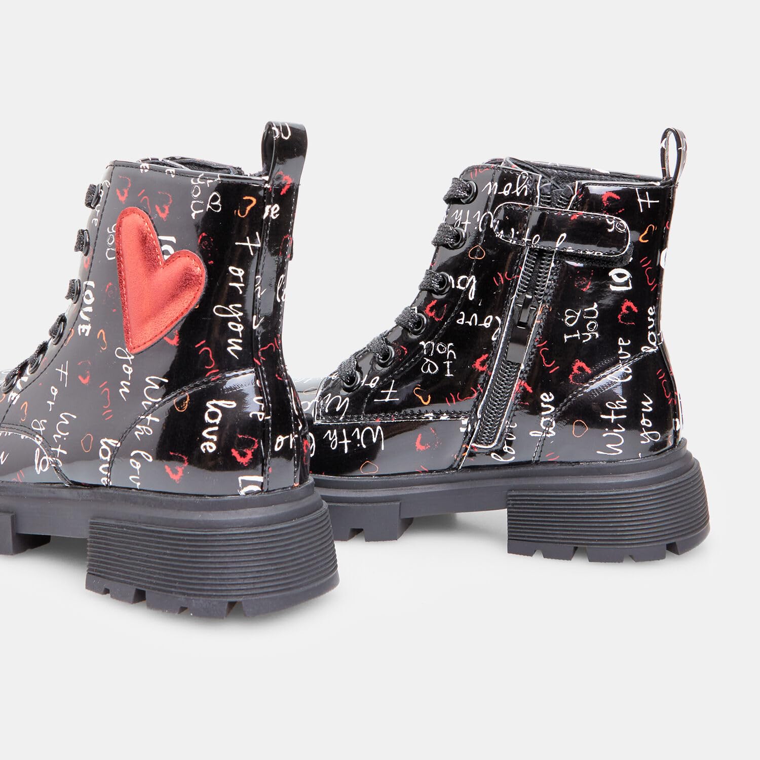Bata bottine fille coeur lacets zip TPR