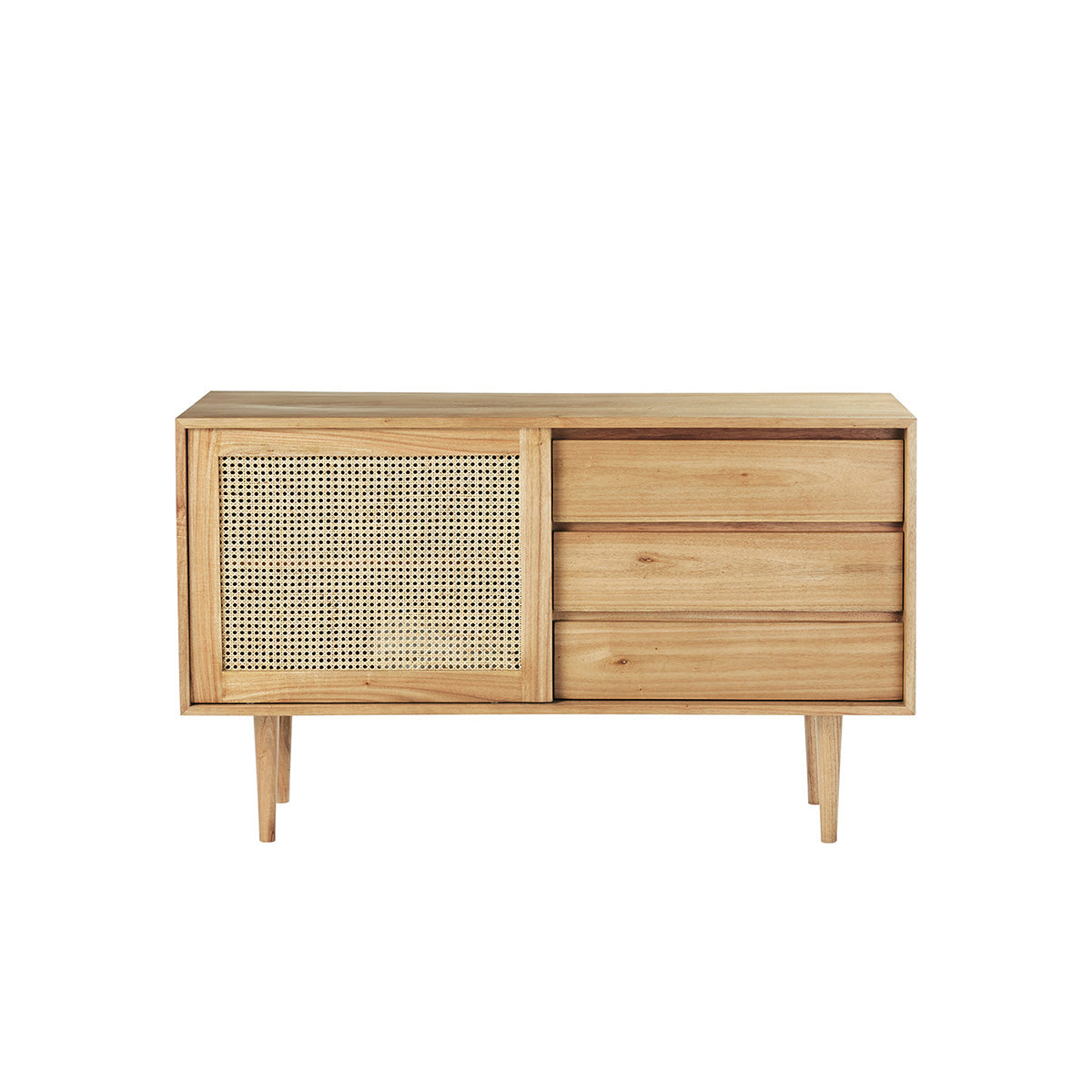 Berah Getah Hana buffet bois 135 cm cannage 3 tiroirs