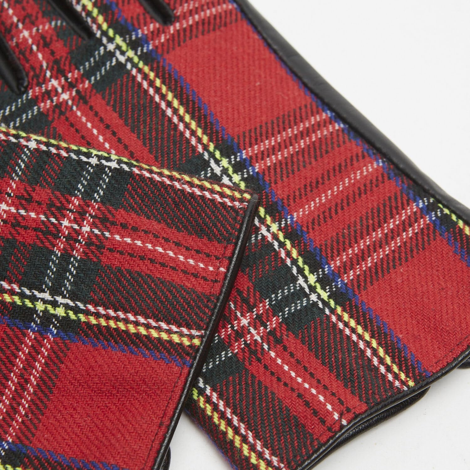 Bata Gants femme tissu écossais cuir