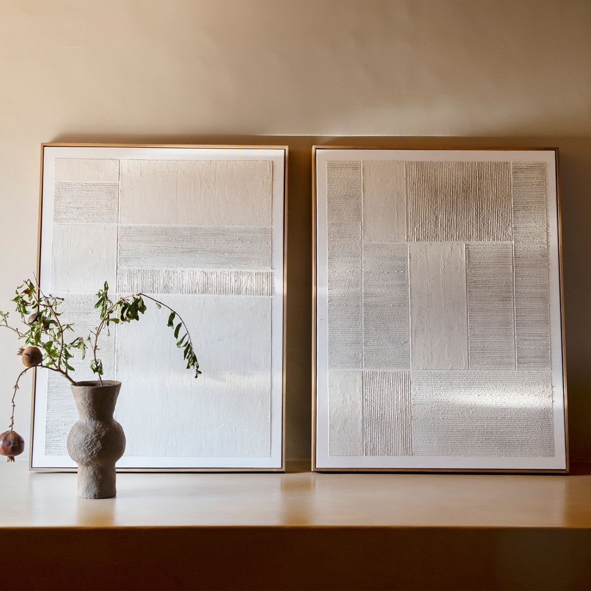 Andrea House Oslo tableau abstrait beige 80x100 cm