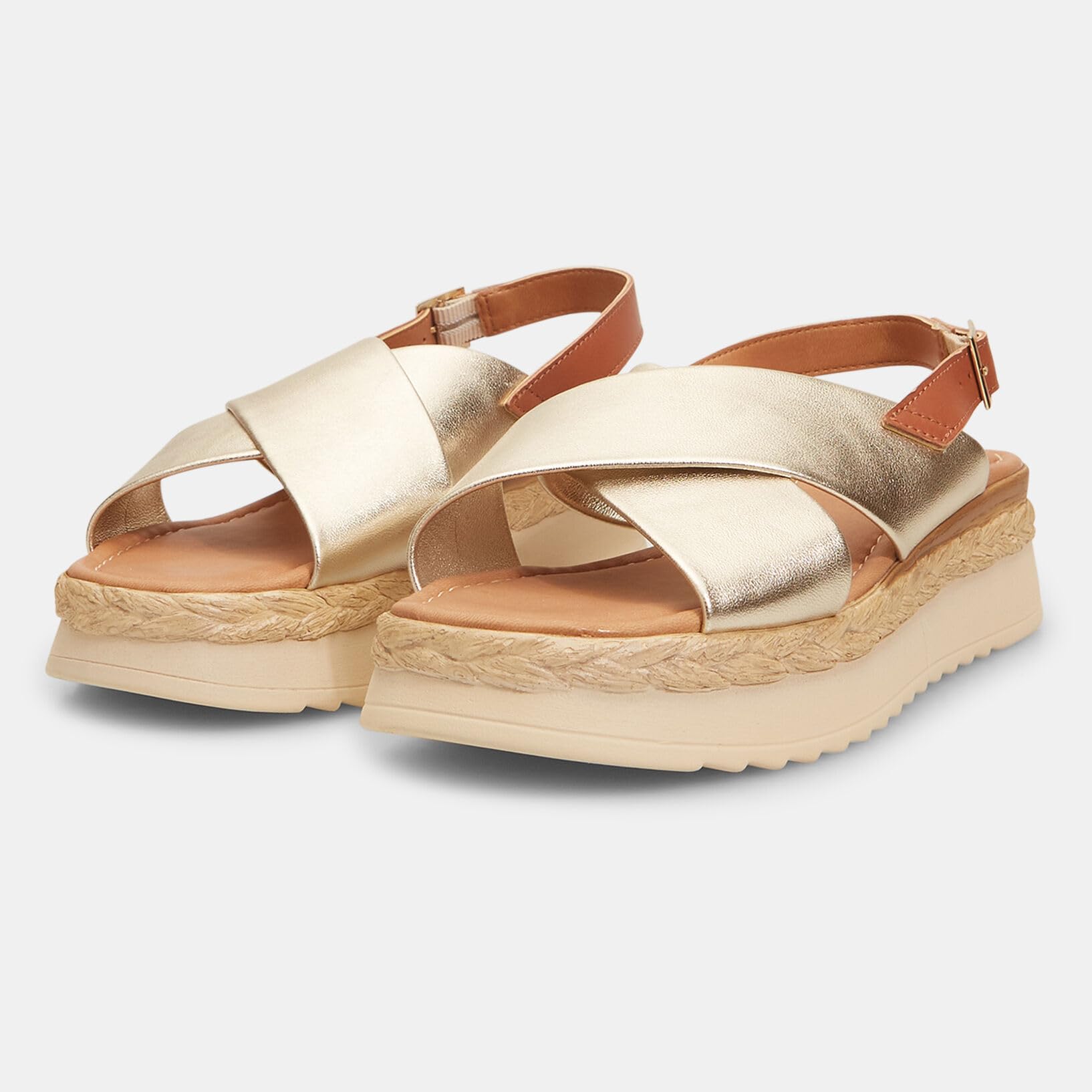 Bata Sandales Femme cuir bandes croisées plateforme