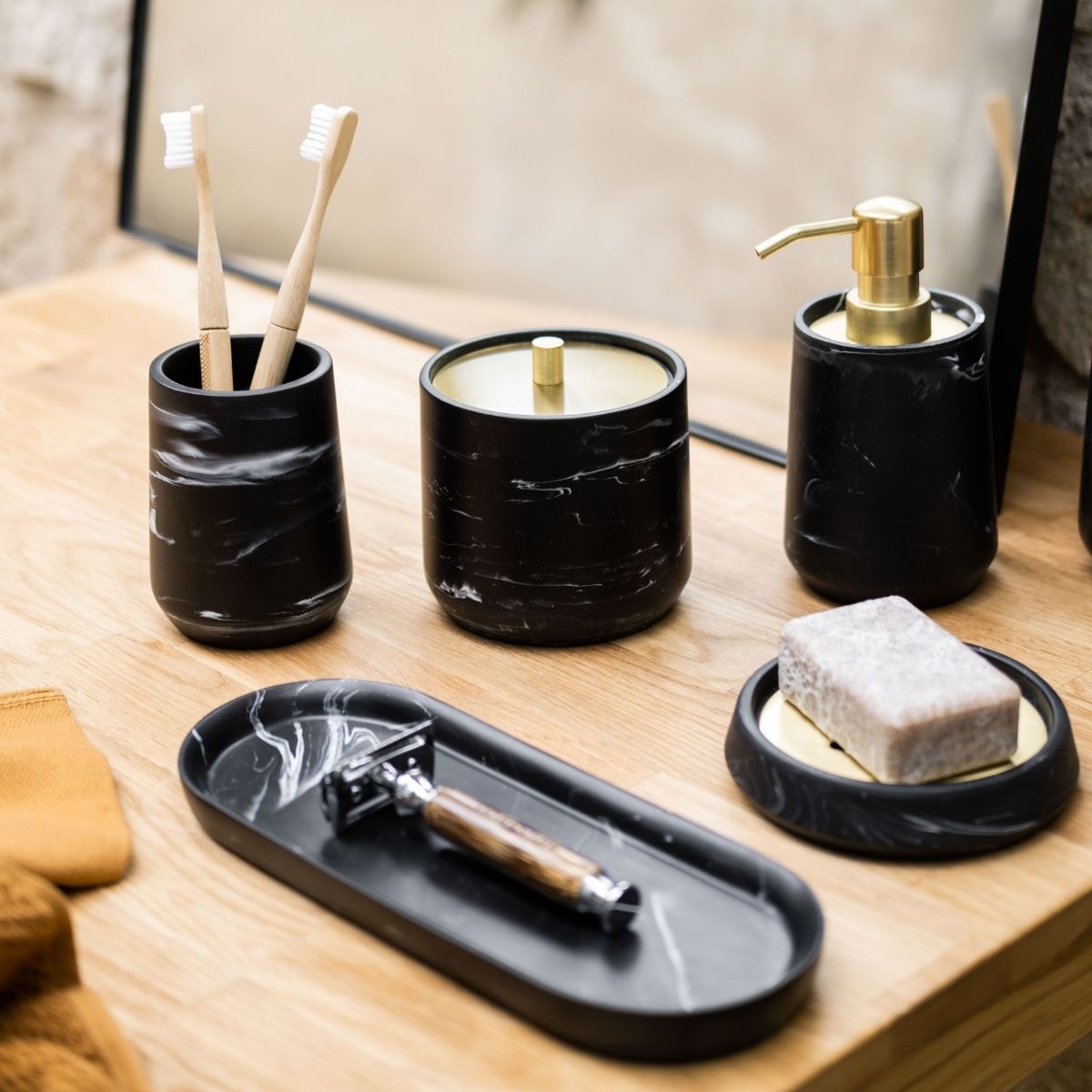 Andrea House Baño distributeur savon marbre noir