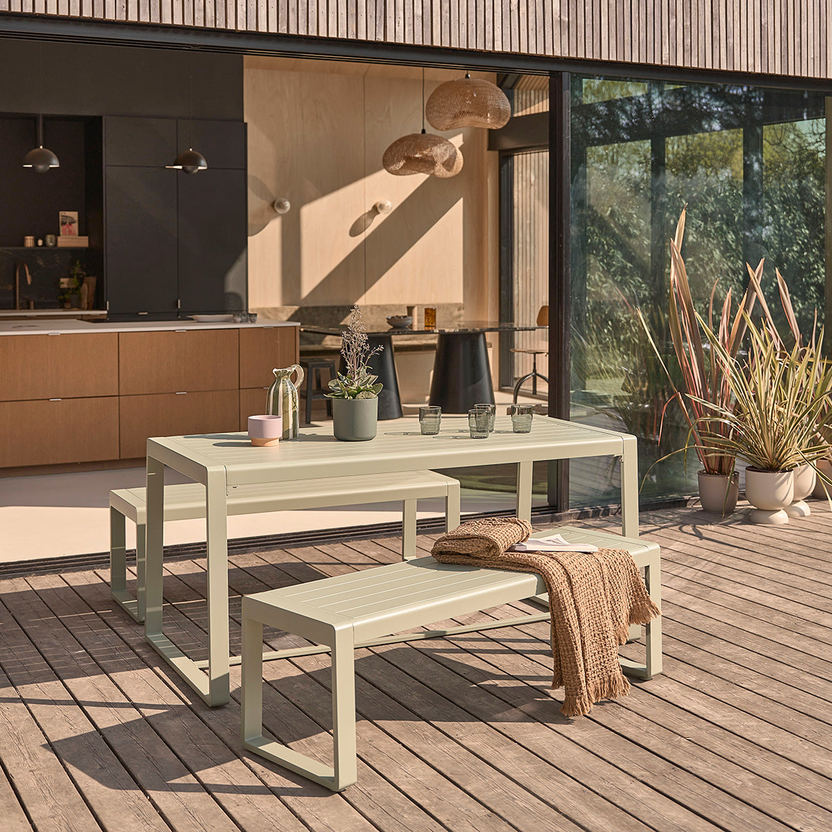 Berah Getah SÉLÈNE Salon jardin alu vert 4/6 pers.