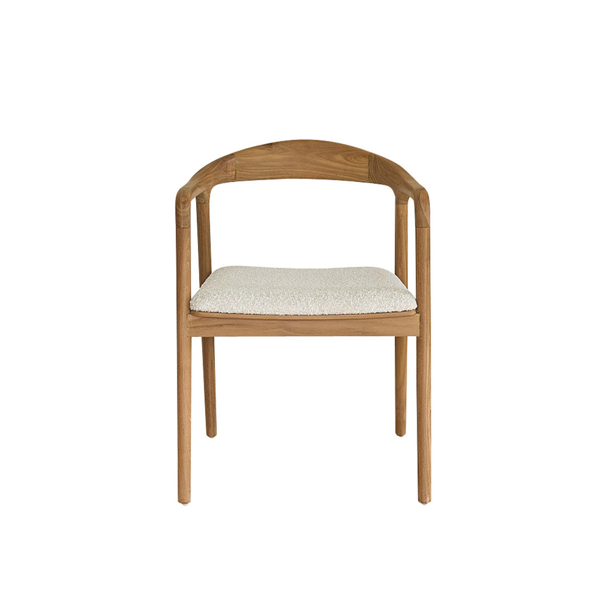 Berah Getah AMBRE chaise teck assise bouclette blanc avec accoudoirs