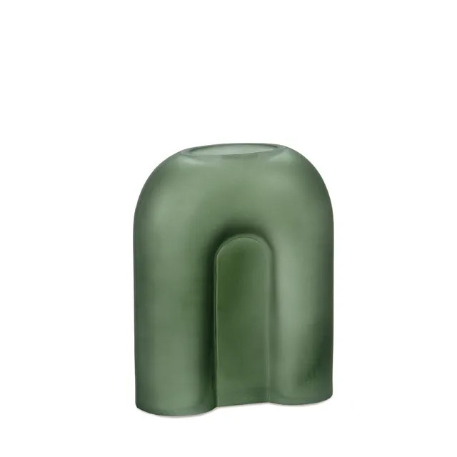 Andrea House vase décoratif verre vert 20 cm