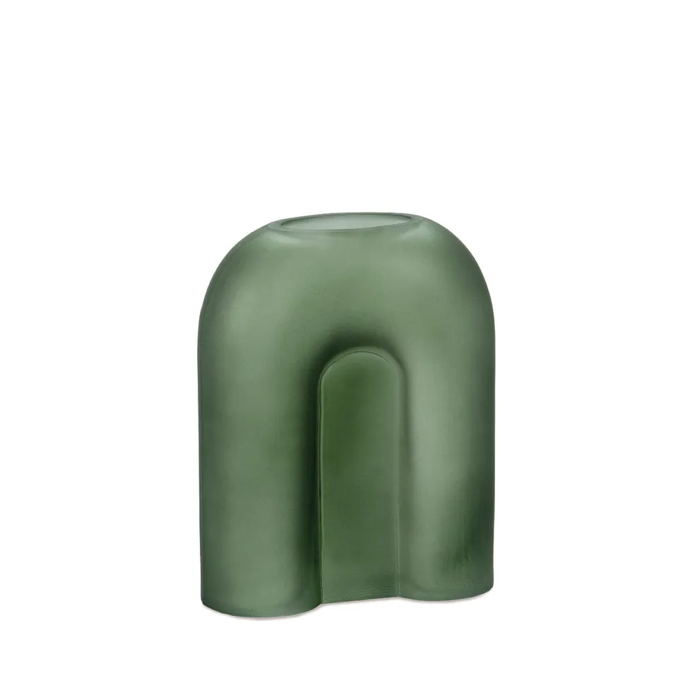 Andrea House vase décoratif verre vert 20 cm
