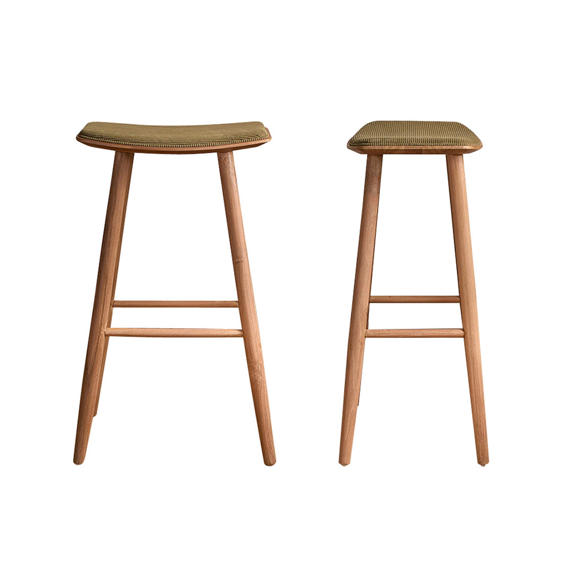 Berah Getah AMBRE lot 2 tabourets bar teck velours 75 cm kaki