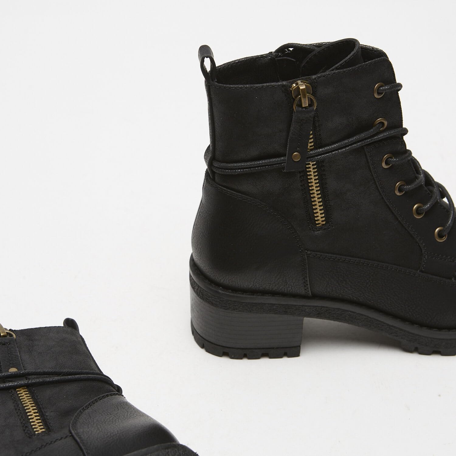 Bata Bottes de combat femme cuir noir zip
