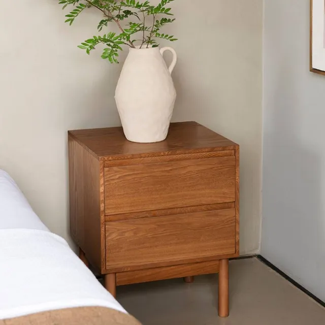 Andrea House Mueble table de nuit frêne foncé 2 tiroirs