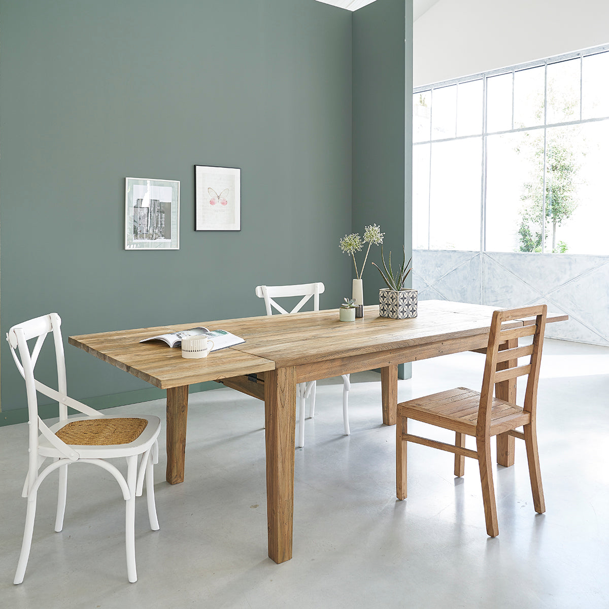Berah Getah Cargo table teck recyclé extensible 12 pers
