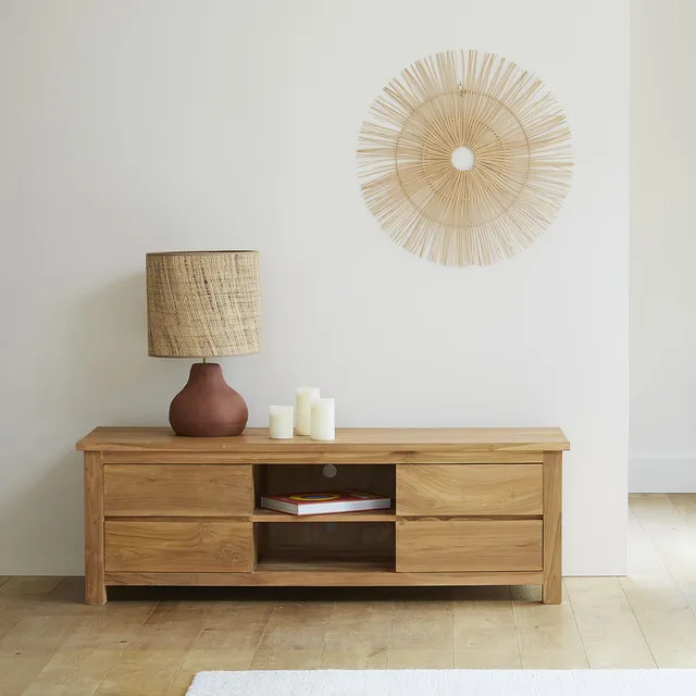 Berah Getah Boston meuble TV teck massif 150 cm marron