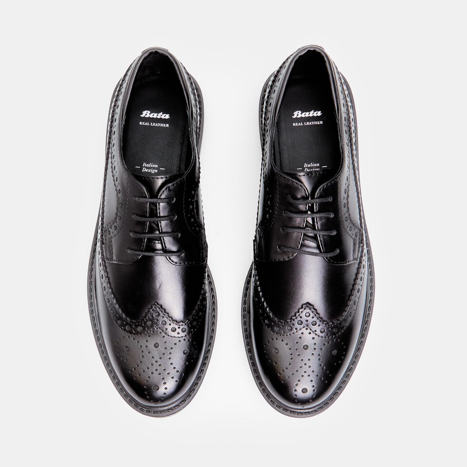 Bata Chaussures à lacets cuir femme noires brogues