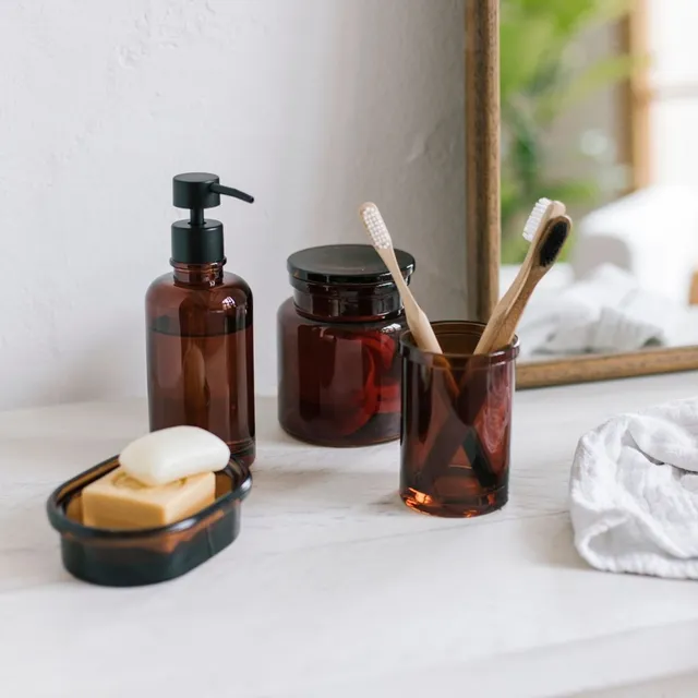 Andrea House Baño distributeur savon verre marron