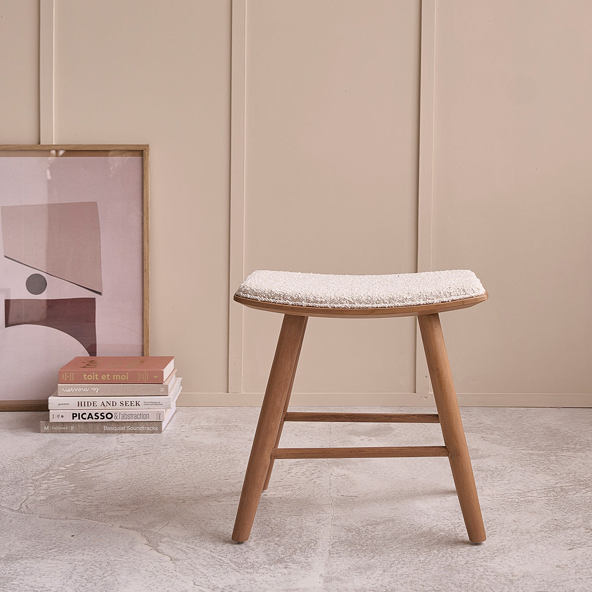 Berah Getah Ambre tabouret teck bouclette 45 cm lot de 2