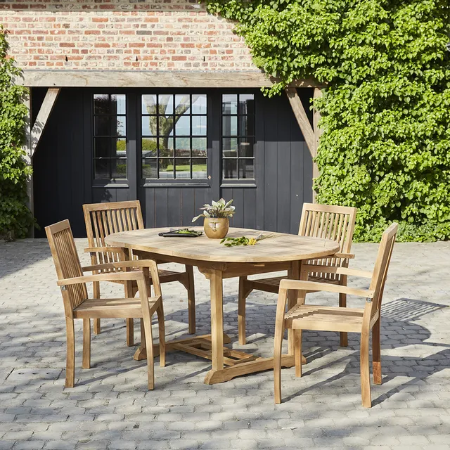 Berah Getah MIDLAND salon de jardin teck extensible 4/6 pers