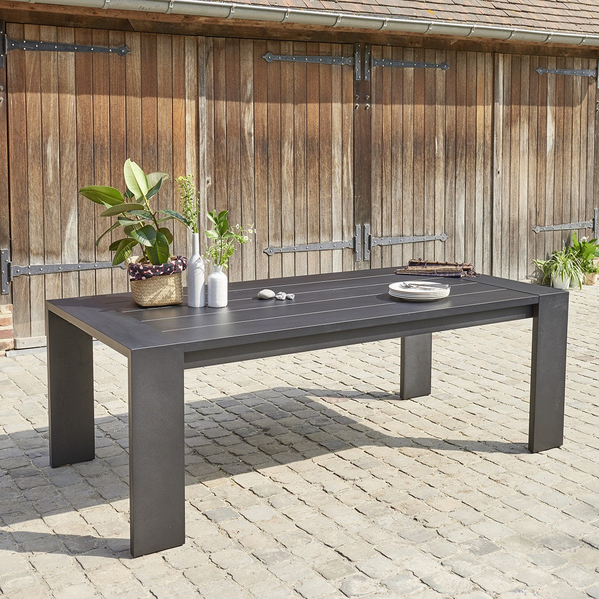 Berah Getah IBIZA salon de jardin alu 6 pers noir