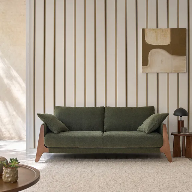 Berah Getah Ondine canapé 3 places velours vert mousse