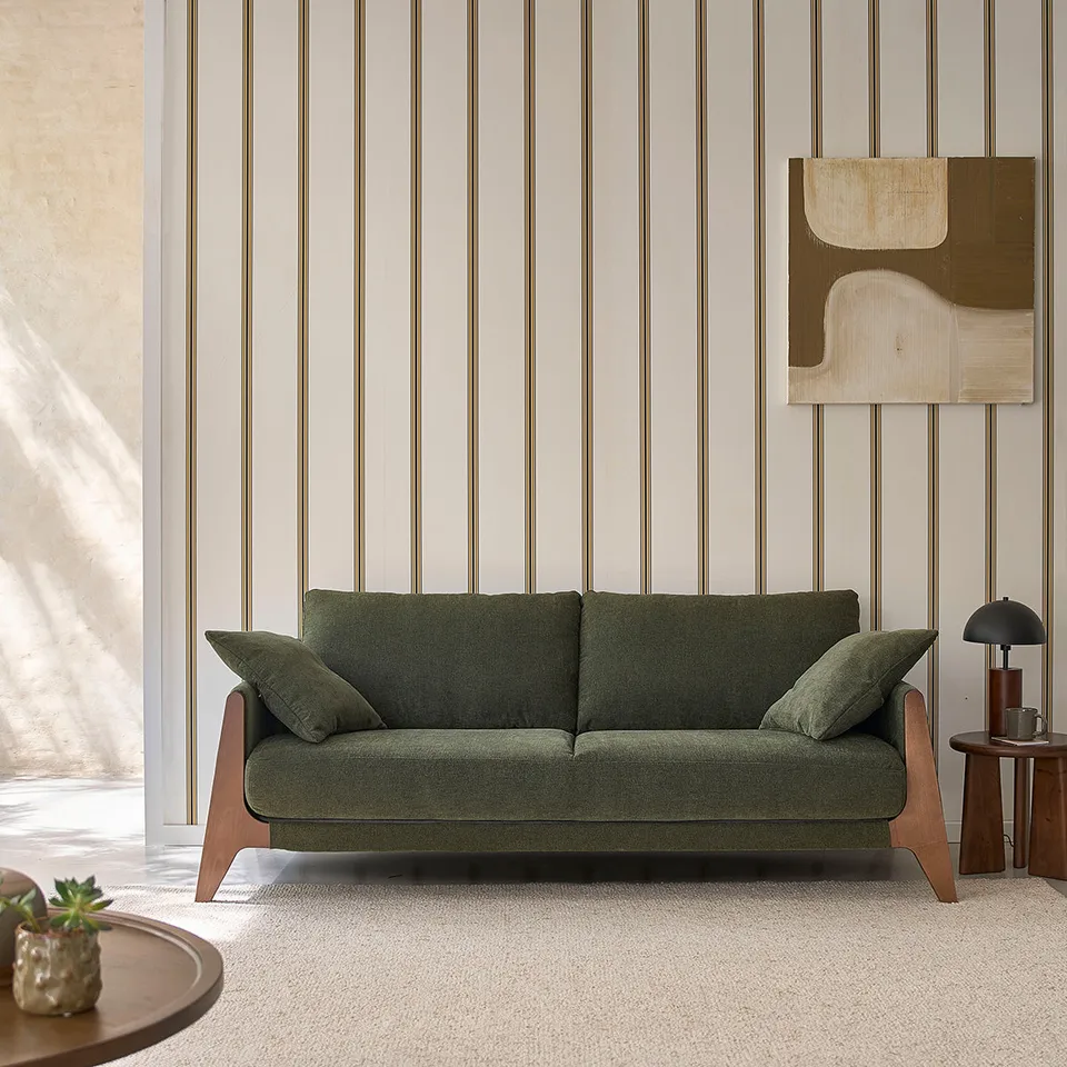 Berah Getah Ondine canapé 3 places velours vert mousse