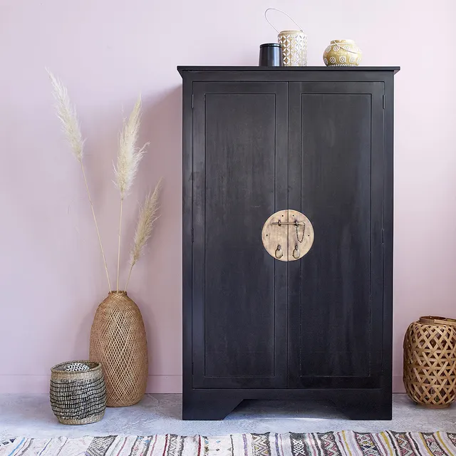 Berah Getah Nusa armoire acajou massif 105 cm noire